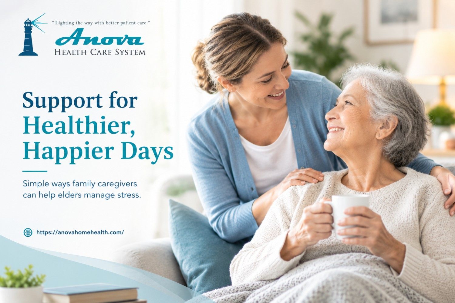 Family caregiver helping a senior with medication and daily care